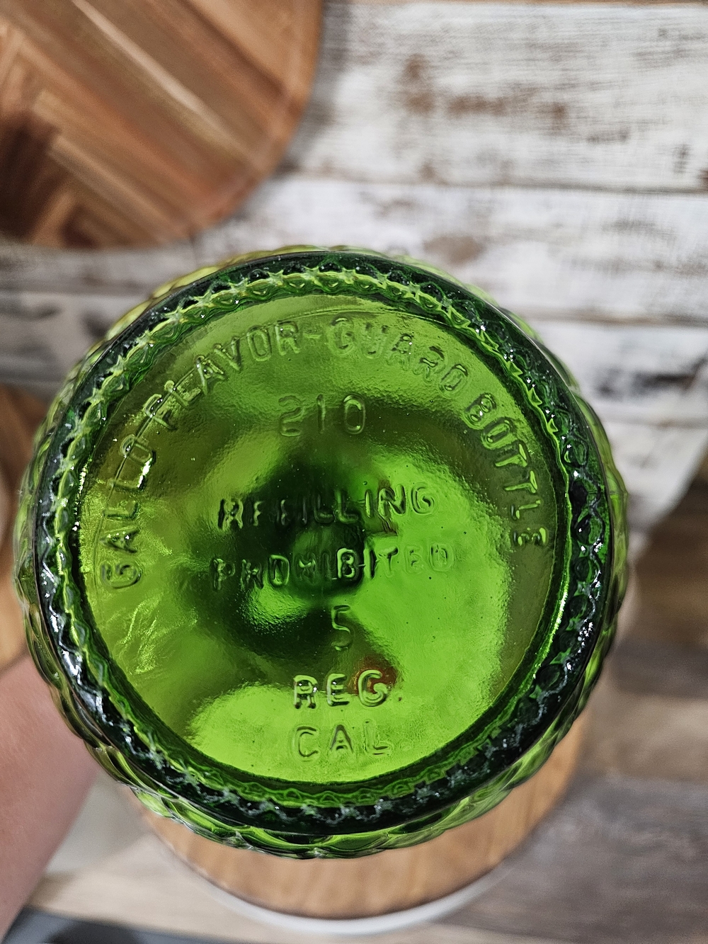 Green Textured Glass Bottle Vase - Picture 6 of 8